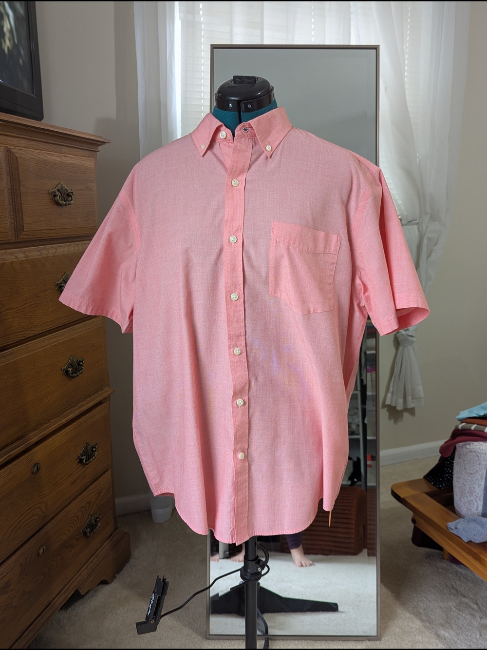 croft & barrow Men's Light Pink Short-Sleeve Button-Down Shirt